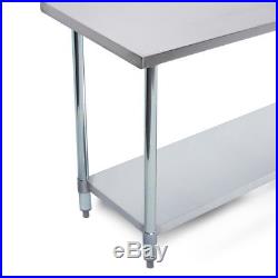 48 X 24 18 Gauge Work Prep Table with Galvanized Undershelf, Stainless Steel