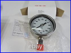 4in SST GAUGE 0-1000 PSI 1/2 NPT LOWER Stainless Steel Gauge 4001-2LM