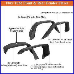 4pcs Off-Road Flux Tube Fender Flare Guard Steel Fit 2020-2024 Jeep Gladiator JT