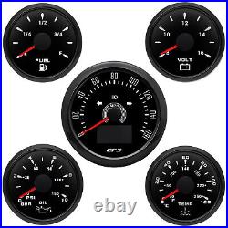 5 Gauge 85MM GPS Speedometer 0-160MPH COG Trip & 52MM Fuel Gauge Oil Water Volt