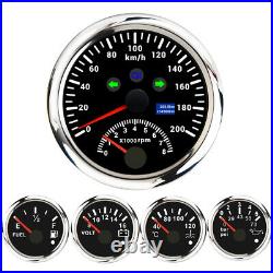 5 Gauge 85mm GPS Speedometer 0-200Km/H withTacho+52mm Fuel Temp Volt Oil Pressure
