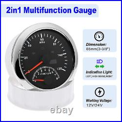 5 Gauge Set 85mm Boat Car GPS Speedometer 0-120MPH Tacho with Sensors Waterproof