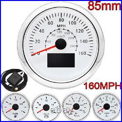 5 Gauge Set 85mm GPS Speedometer 0-160MPH/240km/h Waterproof for Boat Car Truck