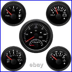 5 Gauge Set With Sender 85mm GPS Speedometer 120MPH With Tacho Fuel Temp Volt US