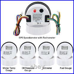 5 Gauge Set With Sender 85mm GPS Speedometer 120MPH With Tacho Fuel Temp Volt US