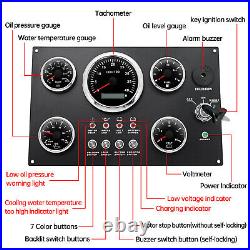 5 Gauge Set with Instrument Panel 0-4000RPM 7 Colors LED For Marine Boat Yacht