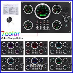 5 Gauge Set with Instrument Panel 0-6000RPM 7 Colors LED For Marine Boat Yacht