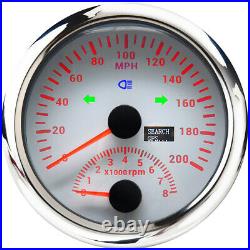 5 Gauges 85mm GPS Speedometer 0-200MPH withTacho+ 52mm Fuel Temp Volt Oil Pressure