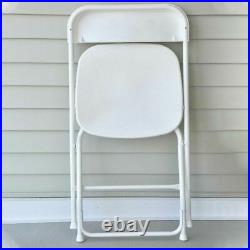 50 White Plastic Folding Chair Outdoor Party 300 lb Capacity 18 Gauge Steel Tube