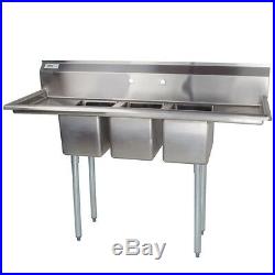 58 Stainless Steel 3 Compartment Commercial Dishwash Sink Restaurant Three NSF