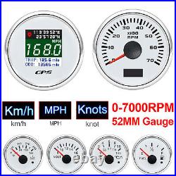 6 Gauge 52mm GPS Speedometer Tacho 7000RPM Fuel Level Water Temp Oil Press 10Bar