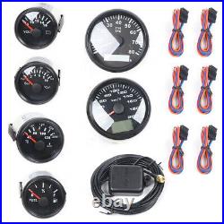 6 Gauge Instrument Kit Fuel Voltmeter Oil Pressure Temperature Meter Speedometer