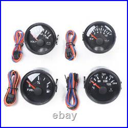 6 Gauge Instrument Kit Fuel Voltmeter Oil Pressure Temperature Meter Speedometer