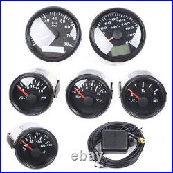 6 Gauge Meter Set Fuel Level Gauge Water Temp Waterproof Stainless Steel