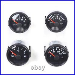 6 Gauge Meter Set Fuel Level Gauge Water Temp Waterproof Stainless Steel