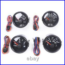 6 Gauge Meter Set Fuel Level Gauge Water Temp Waterproof Stainless Steel