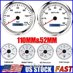 6 Gauge Set 110mm GPS Speedometer 0-120MPH Tachometer for Marine Boat Car Truck