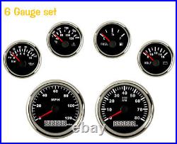 6 Gauge Set 120MPH GPS Speedometer Tachometer Fuel Volt Oil Temp Red LED 9-32VDC