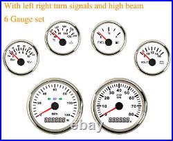 6 Gauge Set 120MPH Speedometer Tacho Fuel Temp Volts Oil Pressure Red Backlight