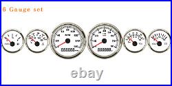 6 Gauge Set 160MPH GPS Speedometer Tacho Fuel Water Temp Volt Oil Pressure White