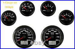 6 Gauge Set 200KPH GPS Speedometer Tacho Fuel Temp Volt Oil 7 Color LED US STOCK