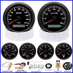 6 Gauge Set 85mm Boat Car GPS Speedometer 200MPH Tacho & 52mm Fuel Oil Temp Volt