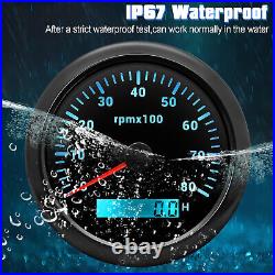 6 Gauge Set 85mm Boat Car GPS Speedometer 200MPH Tacho & 52mm Fuel Oil Temp Volt