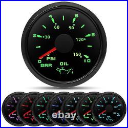 6 Gauge Set 85mm GPS Speedometer 0-120MPH Tacho&52mm Fuel Oil Pressure Temp Volt