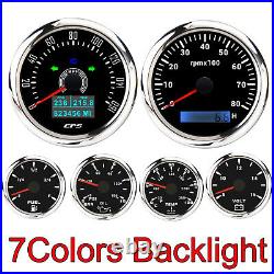 6 Gauge Set 85mm GPS Speedometer 0-160MPH Turning Light Tacho & 52mm Fuel Gauge