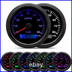 6 Gauge Set 85mm GPS Speedometer 80MPH Tacho 52mm Fuel Temp Oil Pressure Volt