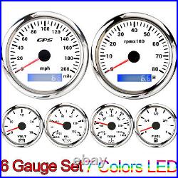 6 Gauge Set 85mm GPS Speedometer Tacho&52mm Temp Fuel Oil Pressure Volt Gauge