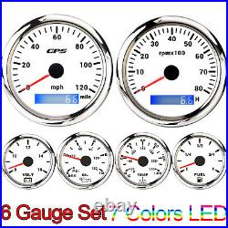 6 Gauge Set 85mm GPS Speedometer Tacho&52mm Temp Oil Pressure Fuel Volt Gauge