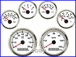 6 Gauge Set GPS 120MPH Speedometer Tachometer Fuel Volts Oil Water Temp Red Led