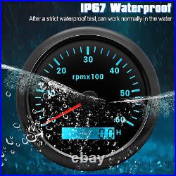 6 Gauge Set GPS Speedometer 0-60MPH withTacho 52mm Fuel Water Oil Pressure Voltage