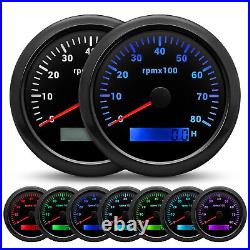 6 Gauge Set GPS Speedometer 0-80MPH Tacho For Car Marine Boat Truck Waterproof