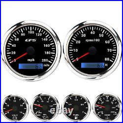 6 Gauge Set GPS speedometer 0-200MPH Tachometer Fuel Level Gauge For Boat Car