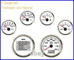 6 Gauge Set MPH KPH Speedometer Tacho Fuel Temp Volts Oil 7 Colors LED USA STOCK
