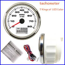 6 Gauge Set Speedometer Tachometer Fuel Temp Volt Oil 7 Colors LED 200MPH 300KPH