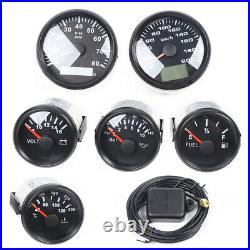 6 Gauge Set Speedometer Voltmeter Stainless Plate Instrument Black For Car Boat