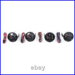 6 Gauge Set Speedometer Voltmeter Stainless Plate Instrument Black For Car Boat