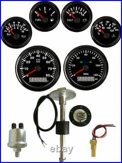 6 Gauge Set With Senders GPS 0-120MPH Speedometer Tacho Fuel Volt Oil Temp Black