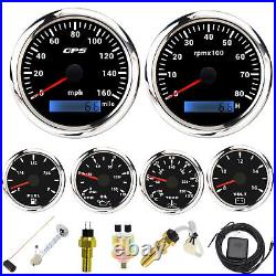 6 Gauge Set With Senders GPS Speedometer 0-160MPH Tacho Fuel Gauge Temp Oil Volt