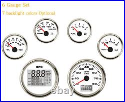 6 Gauge Set With Senders Speedo Tacho Fuel Temp Volt Oil 7 Colors LED USA STOCK