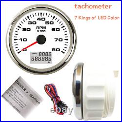 6 Gauge Set With Senders Speedo Tacho Fuel Temp Volt Oil 7 Colors LED USA STOCK