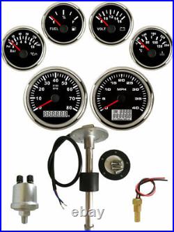 6 Gauge Set with Sender GPS 40MPH Speedometer Odo Tacho Fuel Volt Oil Temp Black