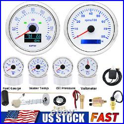 6 Gauge Set with Senders 85MM GPS Speedometer 0-160MPH With Tachometer 0-8000RPM