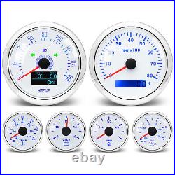 6 Gauge Set with Senders 85MM GPS Speedometer 0-160MPH With Tachometer 0-8000RPM