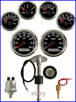 6 Gauge Set with Senders GPS 160MPH Speedometer Tacho Fuel Volt Oil Temp 12V/24V