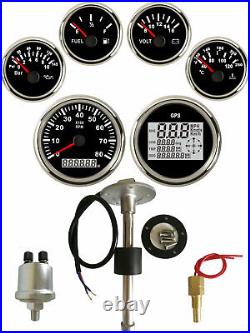 6 Gauge Set with Senders GPS Speedo MPH KM/H Tacho Fuel Volts Oil Temp USA STOCK