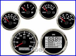 6 Gauge Set with Senders GPS Speedo MPH KM/H Tacho Fuel Volts Oil Temp USA STOCK